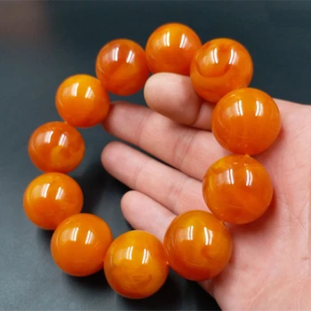 

Yellow amber round bead bracelet Light yellow beeswax bracelet Old floating salt water amber bracelet