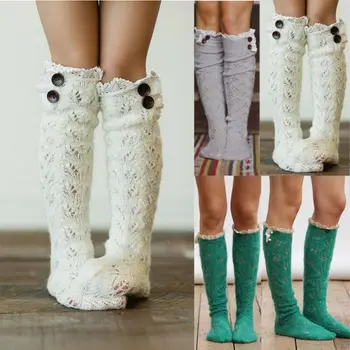 

Fall Winter New Arrival Thick Socks Lace Socks for Female Ladies Women's Socks Casual Knitted Knee High Sock