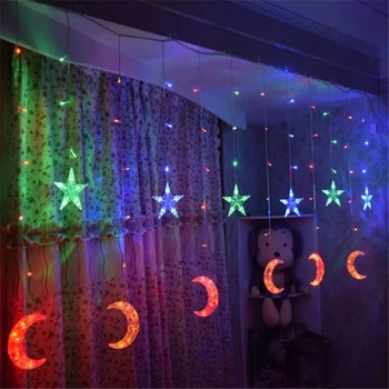 

Christmas Decor Star Moon Curtain Light Strip Christmas Decoration for Home New Year Gift Ornaments Navidad 2021 Natal Kerst