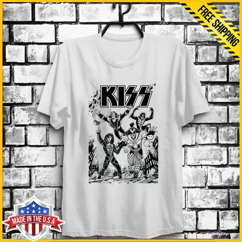 Винтажная Футболка Поцелуй живой Тур постер любовное оружие ген Симмонс Белый