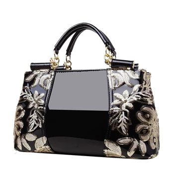 

Embroidered Ladies Handbags Leather Wallets and Handbags Luxury Shoulder Bag Women's Handbags Black