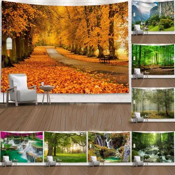 

(95x73cm/100x150cm)Natural Scenery Tapestry Forest Plant Landscape Tapestry Wall Hanging Indian Bedspread Bohemian Home Decor