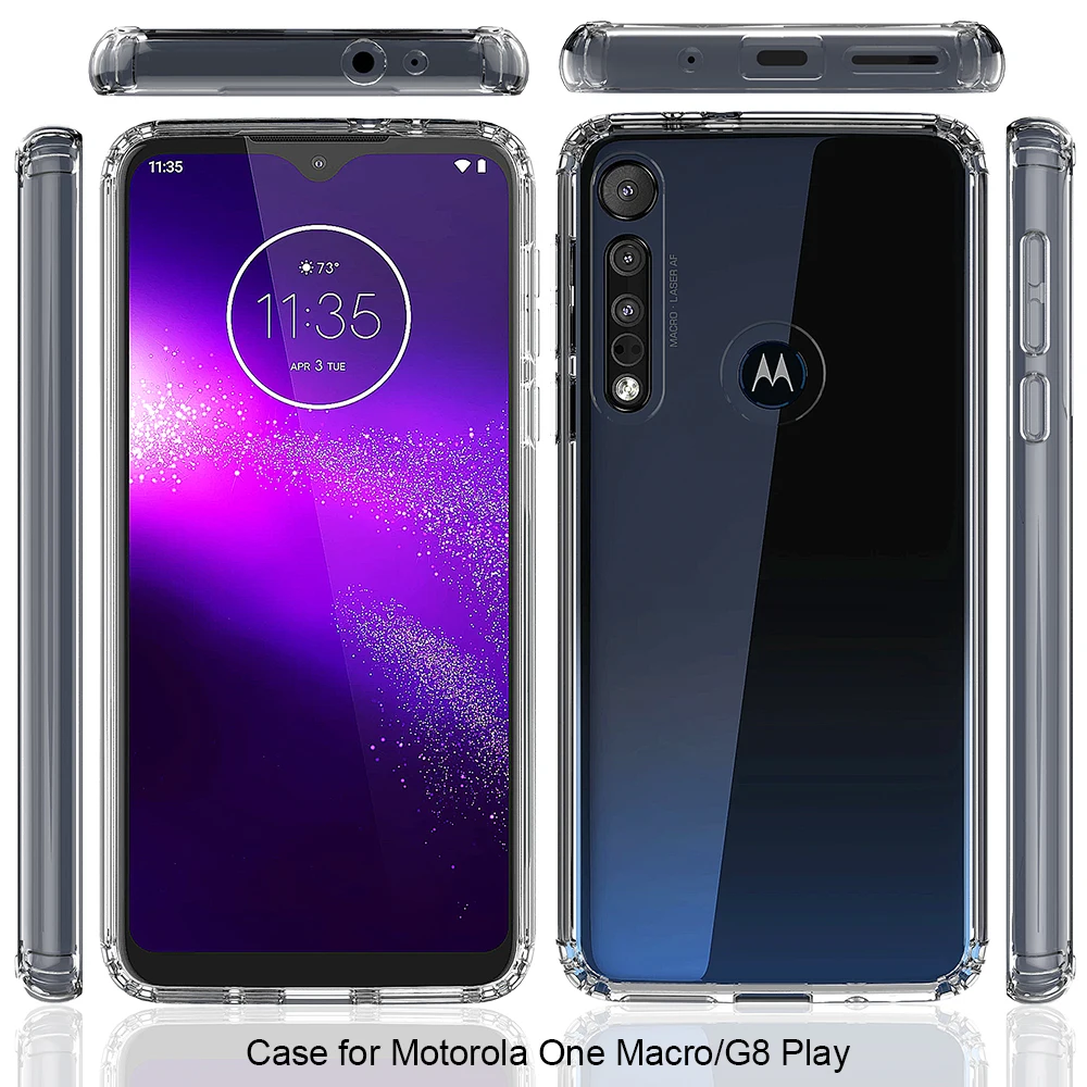 For Motorola One Macro Action Vision Zoom Acrylic + TPU Shockproof Transparent Armor Protective Back Cover Case |