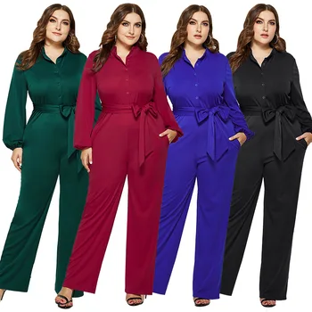 

Overalls for Women Sexy XL Women's Jumpsuit Fashion Solid Color Fashion Casual Long Sleeve Wide Leg Pants Streetwear Jumpsuit