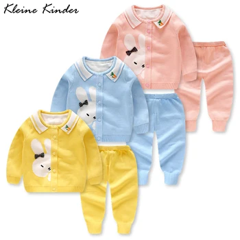 

2Pcs Baby Cardigan Kids Sweaters Set Tiny Cotton Knit Sweters Sets Pullover Boys Sweaters +Pants Suit Newborn Baby Clothing Set