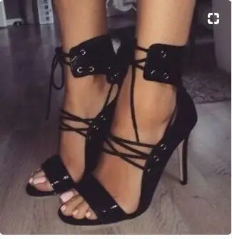 

Europe And America 2018 Spring New Style Cross Straps Hollow out Sexy Stiletto WOMEN'S Sandals Have Do 40 Yards