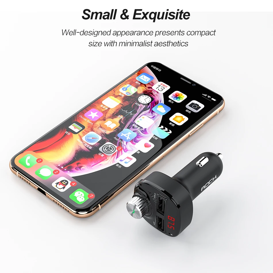 ROCK 3.4A автомобильное зарядное устройство MP3 FM передатчик Bluetooth телефон зарядное устройство Handsfree приемник аудио музыкальный плеер TF карта двойной USB