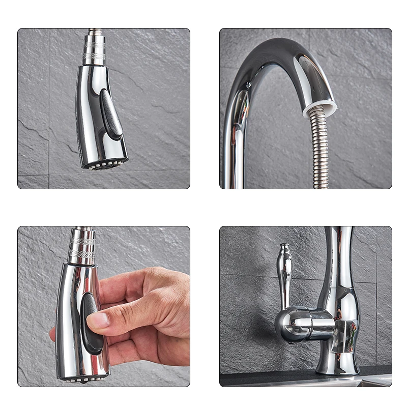 Description Picture 3 of itemOnyzpily Kitchen Sink Faucet Pull Out ORB/Chrome/Golden/Brushed Spray  360 Rotation Spout Two water modes Single Handle Mixer
