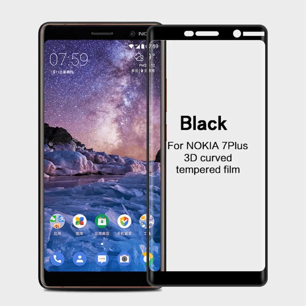 MOFI Защитное стекло/плёнка (переднее) 3D для Nokia 7 Plus - черный | Мобильные телефоны и