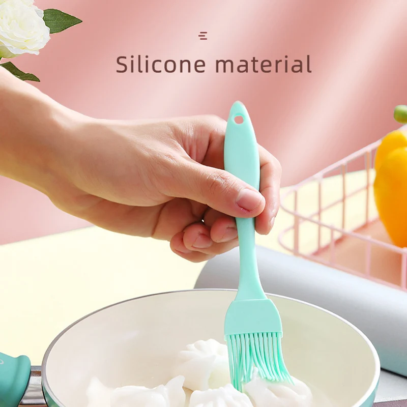 Home Kitchen Silicone Cookie Cake Baking Tool Cream Oil Pastry Brush Pink  2pcs