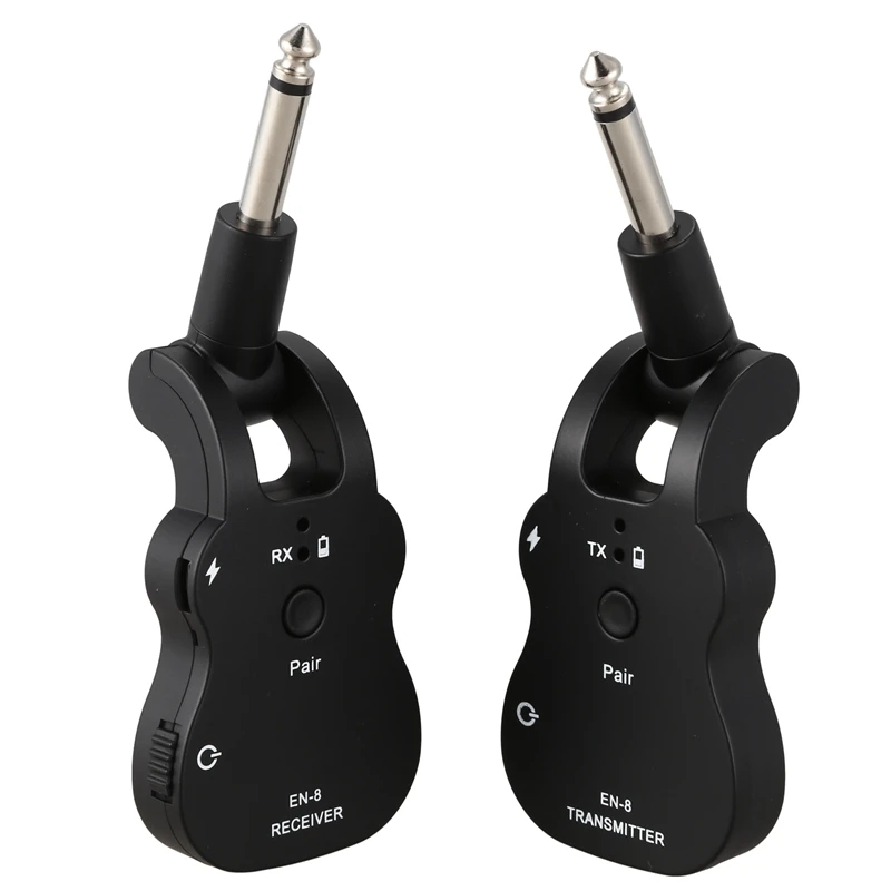 

UHF Wireless Audio Transmitter Receiver System USB Rechargeable for Electric Guitar Bass Musical Instrument