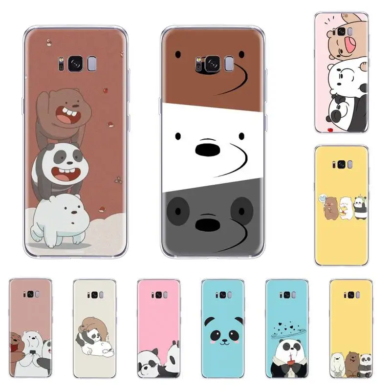 Чехол для телефона с рисунком милого медведя панды чехол samsung S5 S6 S7 S8 S9 S10 e S20 Ultra edge