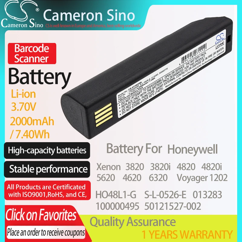 CameronSino Батарея для сканер штрих-кода Honeywell Xenon 3820 3820i 4820 4820i BAT-SCN01 подходит Keyence