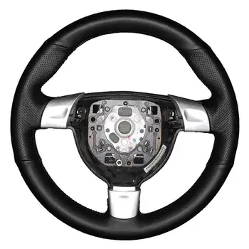 

DIY Black&Black Hole Leather Steering Wheel Black Stitch on Wrap Cover Fit For Porsche 996 911 2006-2007