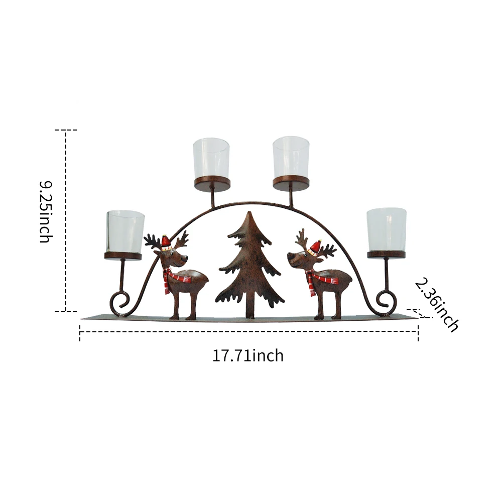 Рождественский светильник для свечей, украшение в виде лося, металлический подвесной подсвечник, романтическое украшение для дома, свадьбы, вечеринки, нового года - Цвет: Черный