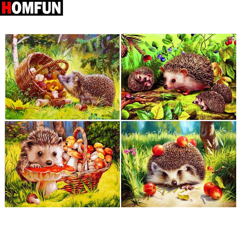 Алмазная вышивка HOMFUN с рисунком Ежик фруктовый лес 5D картина для рукоделия