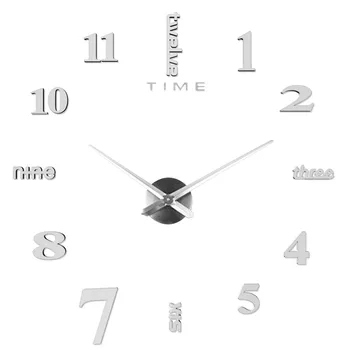 

Time Frameless Wall Clock Mute 3D DIY Number Surface Sticker Clock Stainless steel Clock for Home Ofiice Decoration #LR2