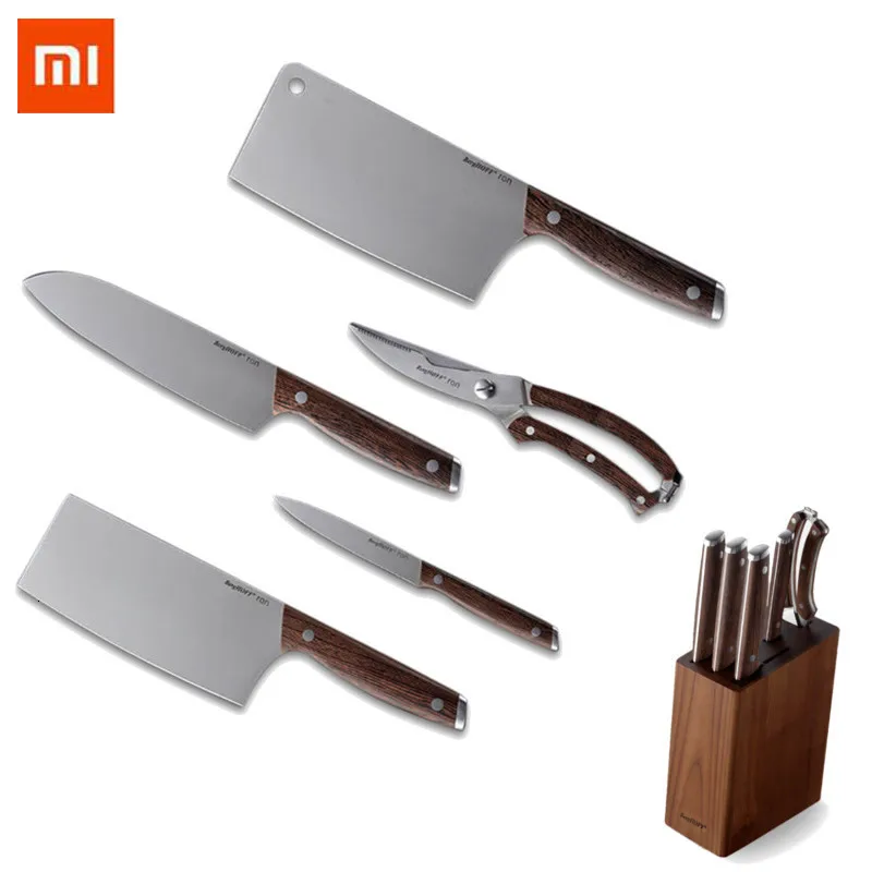 Xiaomi Berghoff кухонные ножи из нержавеющей стали, нож шеф-повара, острый нож Santoku, нож для нарезки, инструмент для нарезки, Sicssor с держателем