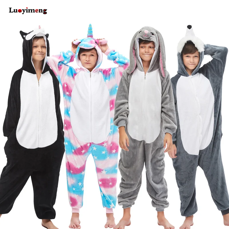 Пижама Кигуруми для мальчиков и девочек детский фланелевый комбинезон сна с