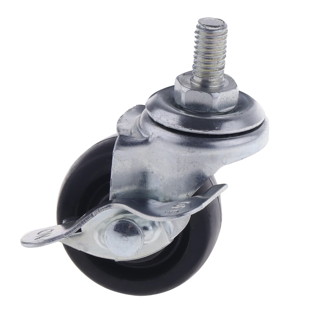 1.5 Inch Rubber Swivel Plate Caster Wheel M8 Universal With Brake, Widened to withstand pressure of 20kg/ 44lbs weight for each