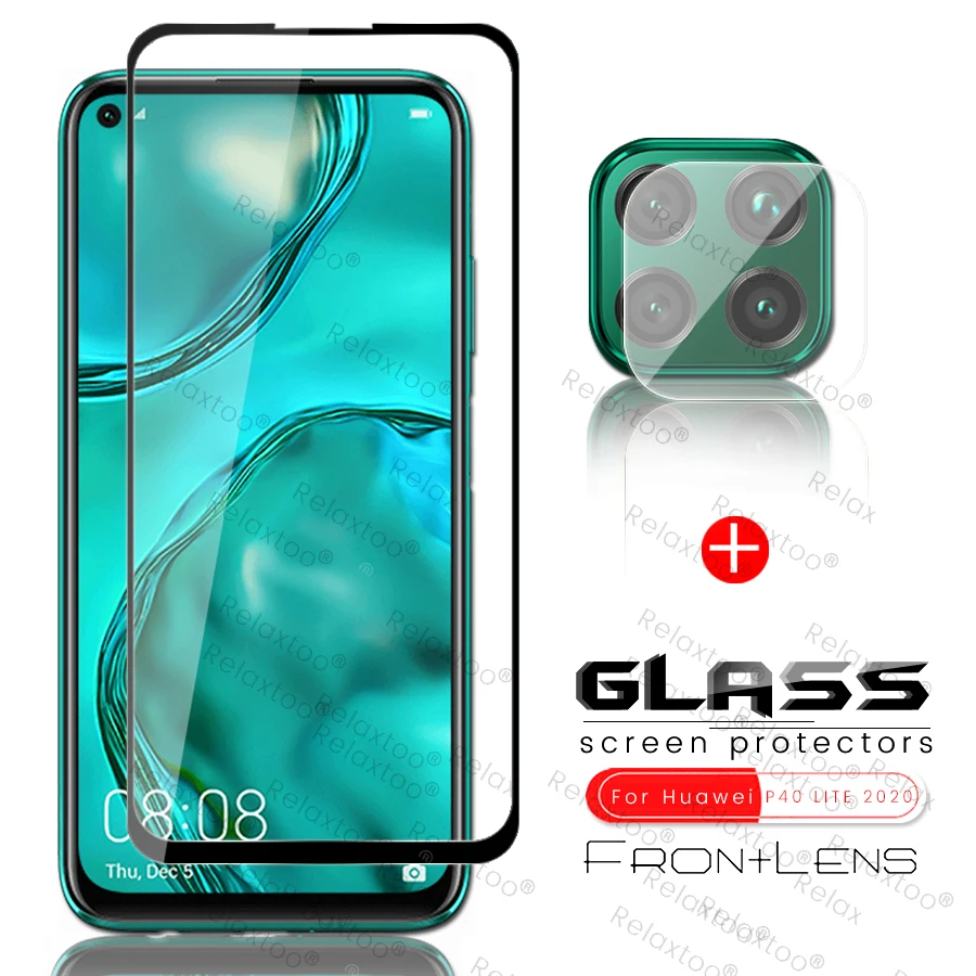 

2-in-1 camera glass for huawei p40 lite 2020 glass protective hauwei p40 p 40 light 40lite 40light armor tremp protection film