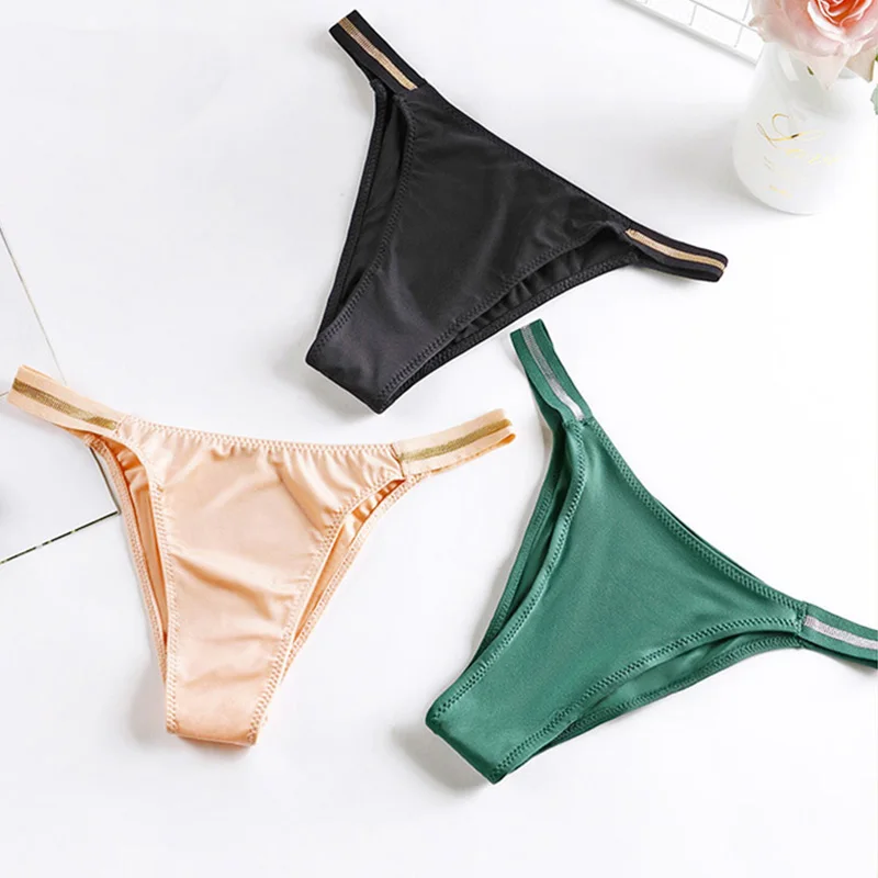 

2021 Women's Sexy Underpanties Underwear Seamless Thongs Low Waist Female Solid G-String Female Lingerie Tangas