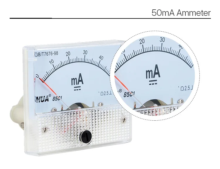 30mA 50mA Амперметр Хуа 85C1 DC 0-30mA 0-50mA аналоговая AMP Панель измеритель тока для CO2 лазерный станок для гравировки и резки