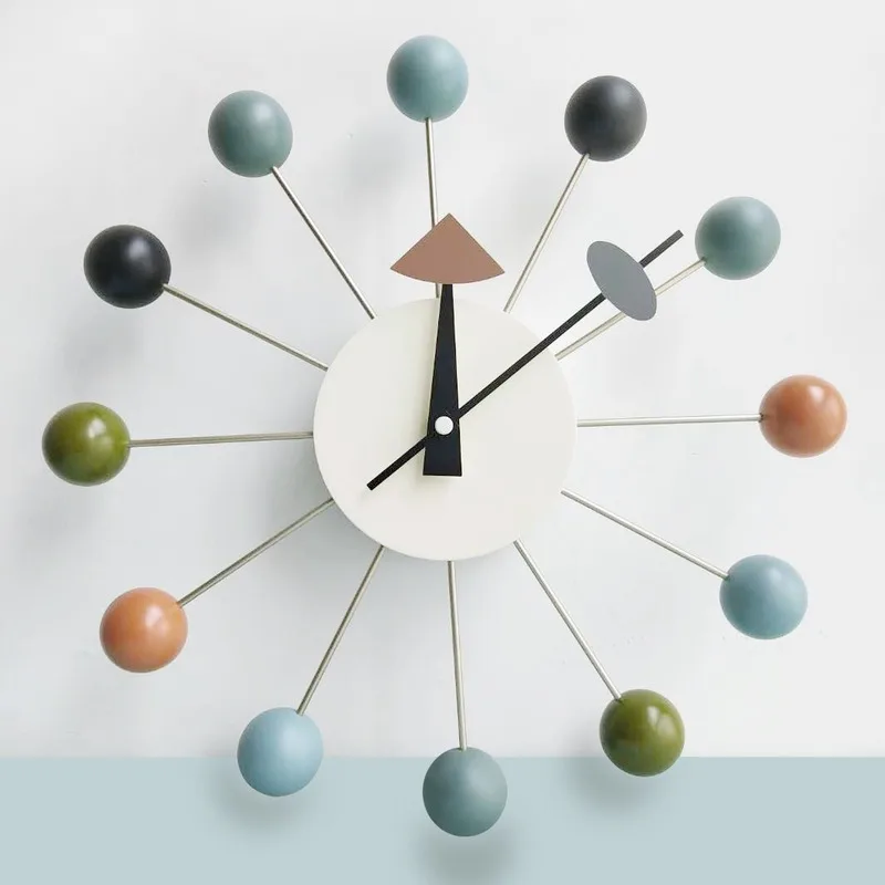

Creative mute wall clock watch wall clock quartz needle fashion stylish wooden living room ball clock decoration LB32807