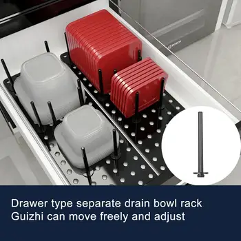 

Retractable and adjustable Dish Plate Drying Rack, Drawer-type Partition Storage Rack for Dishes Cups and Utensils