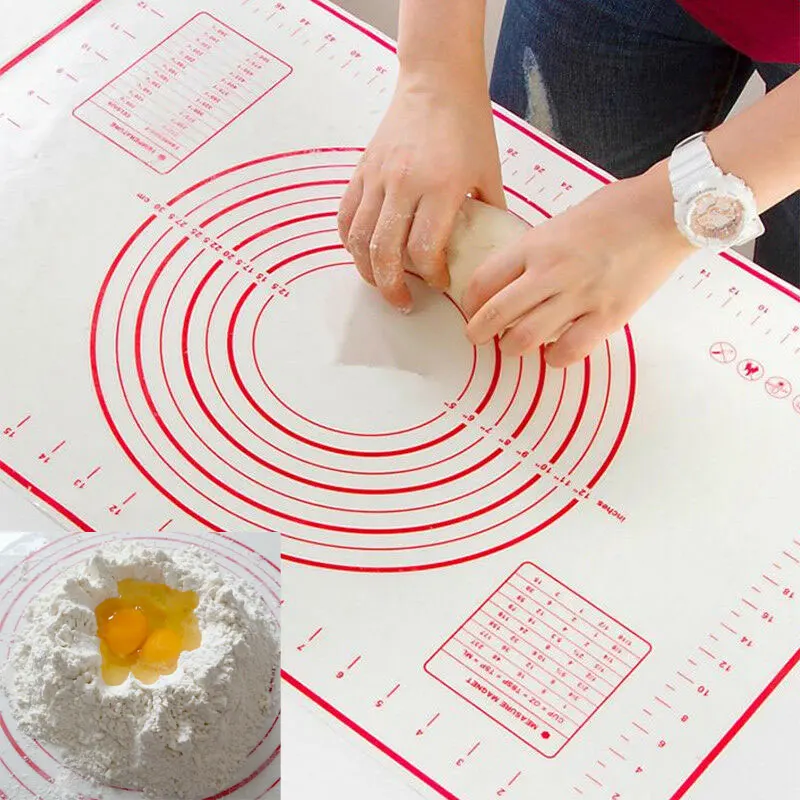 

Kitchen Non-Stick Silicone Dough Rolling Mat Baking Pastry Clay Pad Sheet Liner Bakery Cooking Tool