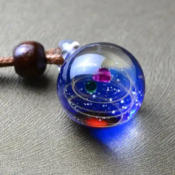 

Vintage Glass Ball Planet Universe Starry Sky Galaxy Pendant Necklace Women Fashion Time Gem Handmade Jewelry