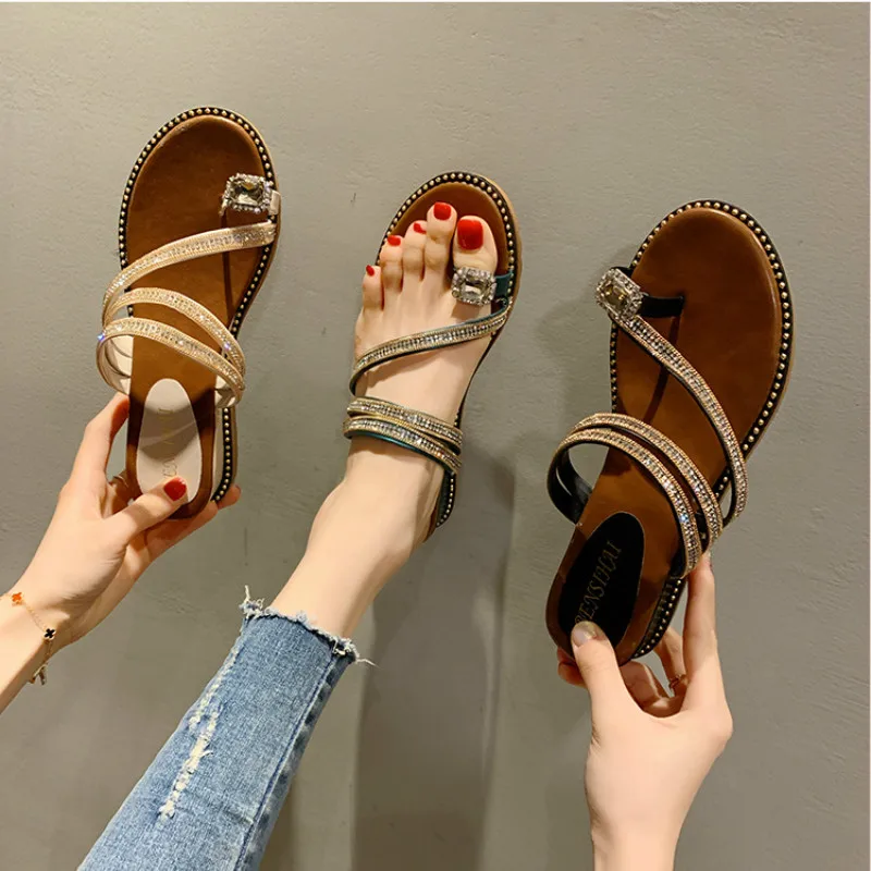 

Women Shoes Summer New Fashion Toe Thick bottom Sandals Leisure Solid Outside Wedges Shallow 4cm High Heels Wear two Con cise