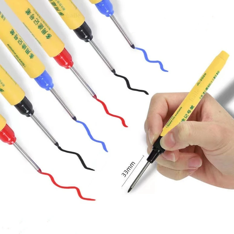 Haile 3/5Pcs/lot Long Head Markers Pen Bathroom Woodworking Decoration Multi-purpose Deep Hole Marker Pens Supplies