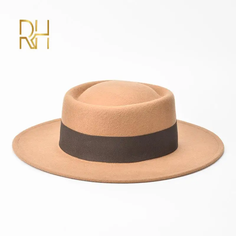 Шляпа Женская фетровая с лентой и плоскими полями из 100% шерсти | Аксессуары для