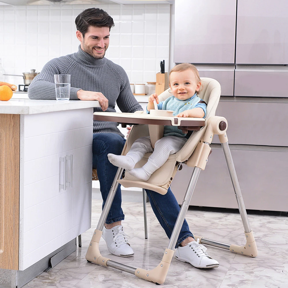 BABY Chair Dining-Table Cushion Pu-Seat Child High-Feeding with Wheel