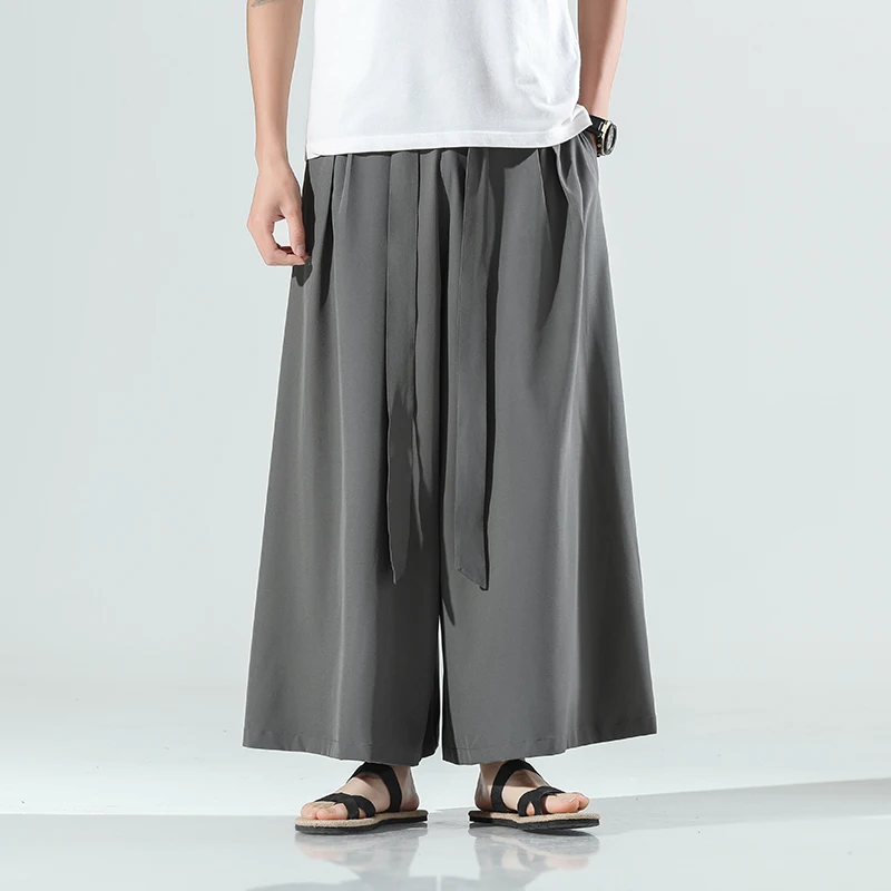 Men's Casual Solid Color Baggy Trousers Men Chinese Style Harem Pants Male Elastic Waist Hip Hop Streewear Pants