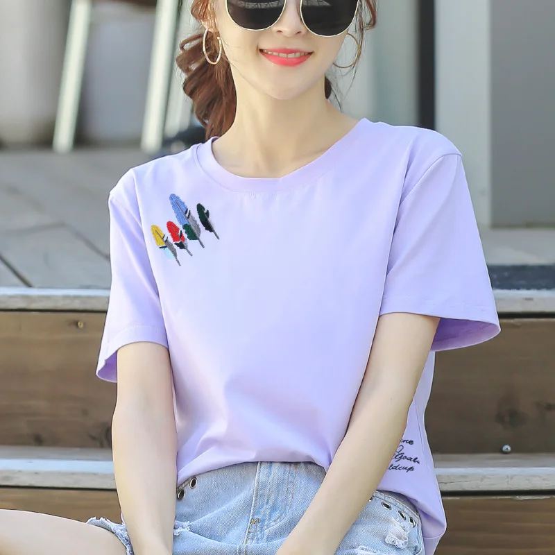 Женские хлопковые футболки camisa feminina красные летние 2019 | Женская одежда