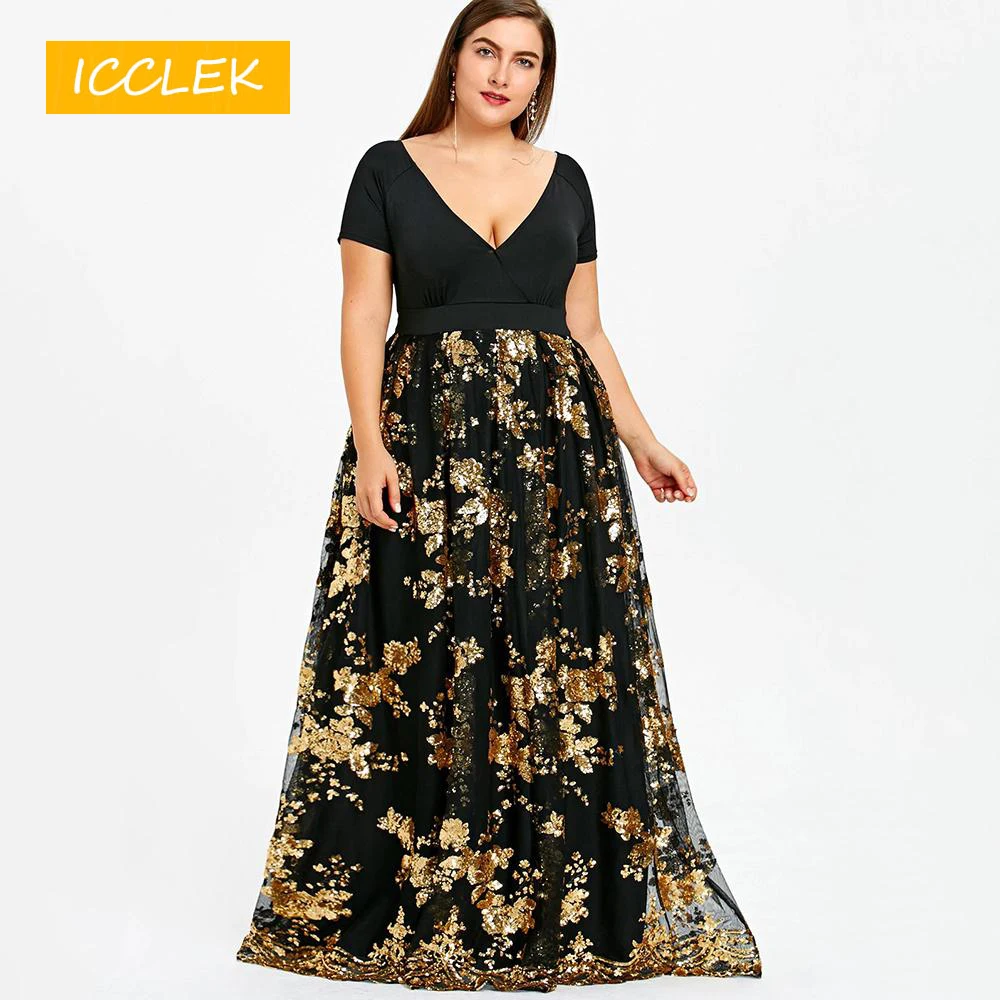 

ICCLEK 2020 M-7XL Plus Size Women Fashion Floral Printed Dress Sexy Off Shoulder Short Sleeve Casual Dresses Party Wedding