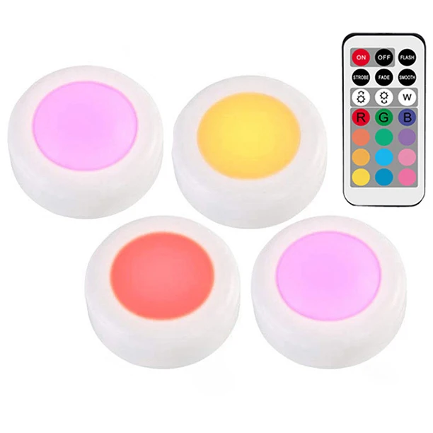 4 lamp 1 controller RGB 12 Colors Dimmable led Under Cabinet Light Touch Sensor LED Puck Light Closet Cupboard Showcase Drawer Wardrobe Indoor Light - Цвет: 4 lamp 1 controller
