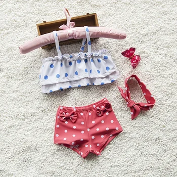 

GI FOREVER 2-10 Year Girl Two Pieces Suit With Headband Swimwear 2019 Children Cute Dot Print Swimsuit Kid Bathing Suit