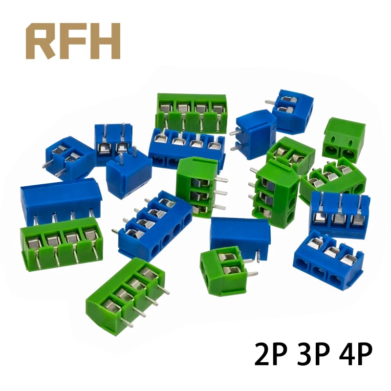 

20Pcs KF301 Pitch 5.0mm Straight Pin 2P/3P/4P Screw PCB Terminal Block Connector Blue Green
