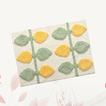 

1pc Creative Pattern Printed Floor Mat Anti-slip Door Rugs Water-absorbing Carpet for Home Hotel Lemon Pattern Cream