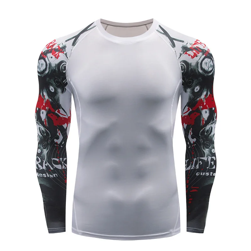thumbnail image 1 of Camiseta de manga larga Rashguard para hombre, camisetas de BJJ, Muay Thai, camisetas de compresión de Jiu Jitsu y MMA, ropa deportiva, camisetas de boxeo para gimnasio, 1 of 5
