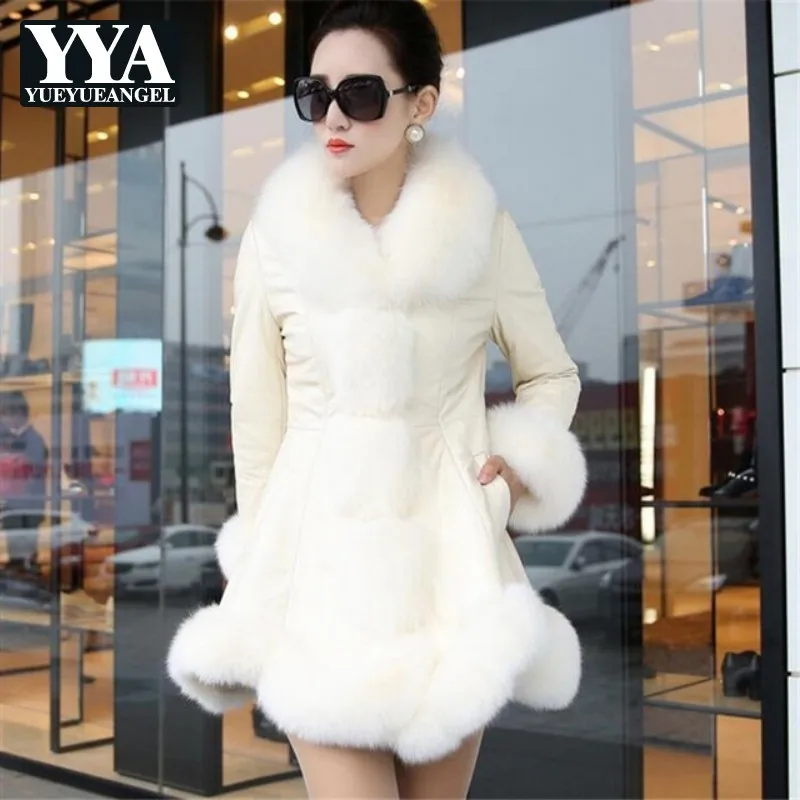 

Winter Coats Womens Faux Leather Jacket Female Jaqueta De Couro Feminina Faux Fox Fur Collar PU Leather Jackets Large Size 6XL