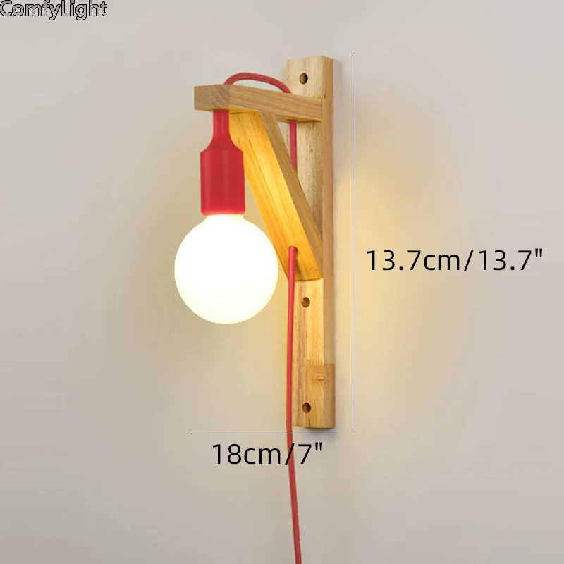 Современный домашний настенный светильник в любом месте, дизайнерский светильник с деревянной вилкой, для кровати, для спальни, светильник для детской комнаты, декоративный настенный светильник, бра