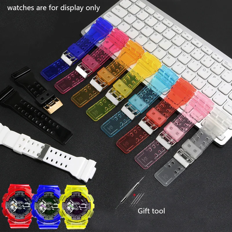 

PEIYI Replacement Strap for Soft Silicone Watchband GA-100 110 400 700GD GLS Resin Transparent Men's Watch Chain