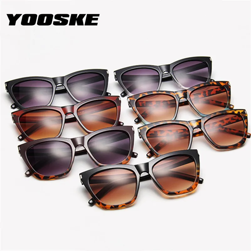 YOOSKE винтажные негабаритные кошачьи Солнцезащитные очки женские ретро солнцезащитные очки «кошачий глаз» дамские градиентные оттенки большая оправа UV400