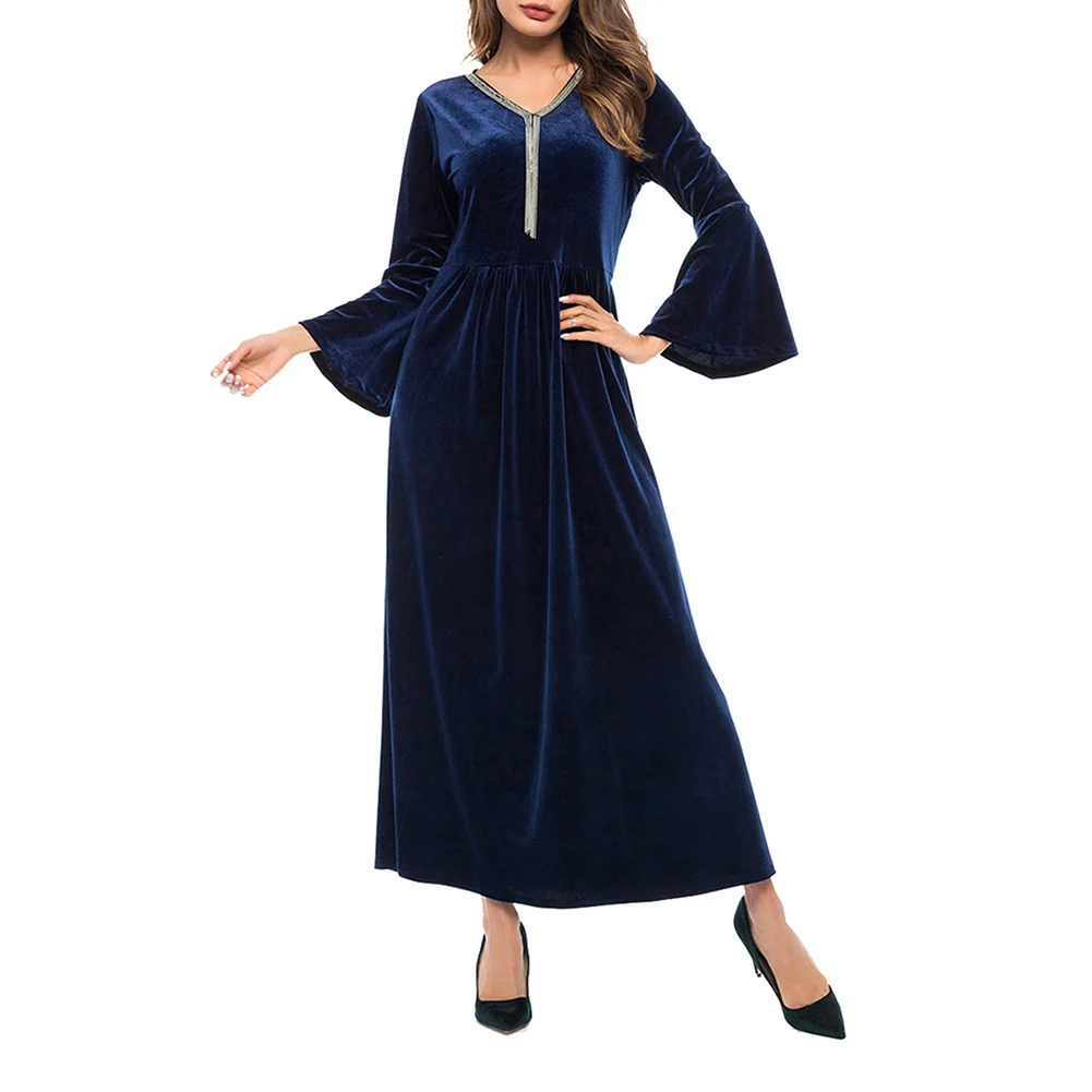 Женское винтажное бархатное платье с длинным рукавом облегающее вечернее