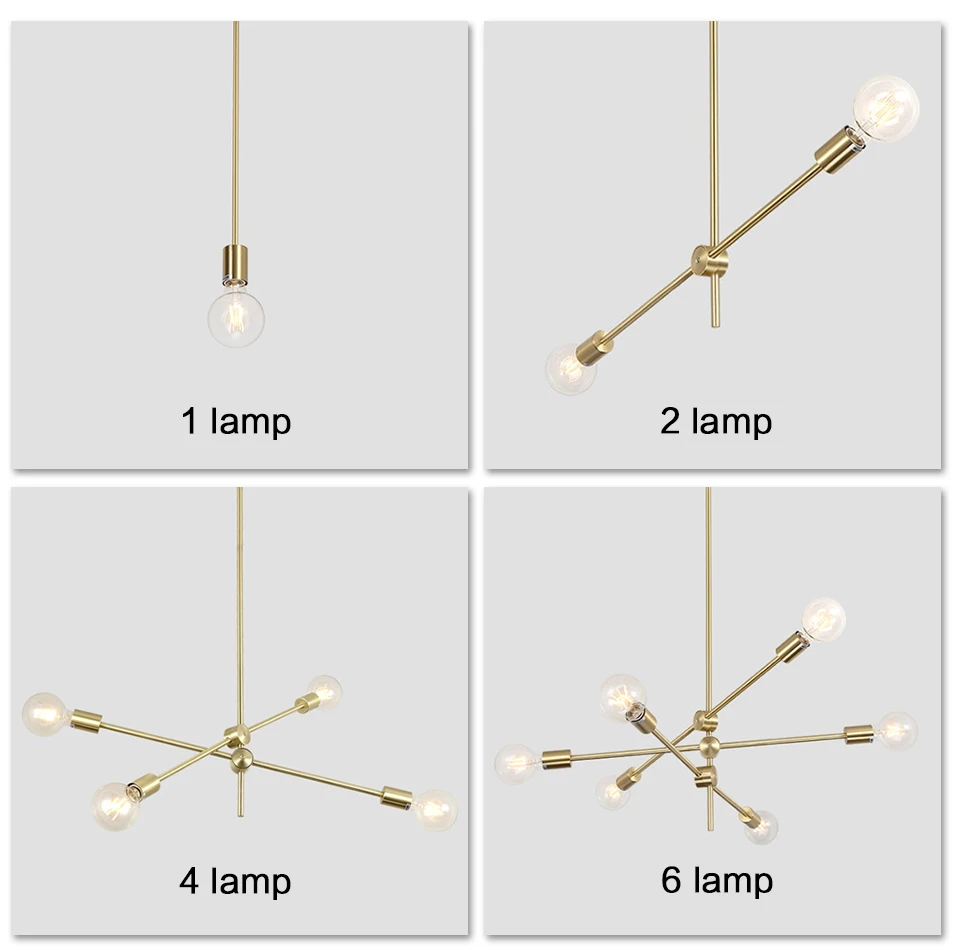 Modern Pendant Lights Lamp E27 Simple Hanging Lamp Nordic Metal Lustre hanglamp Gold Black For Living Dining Room