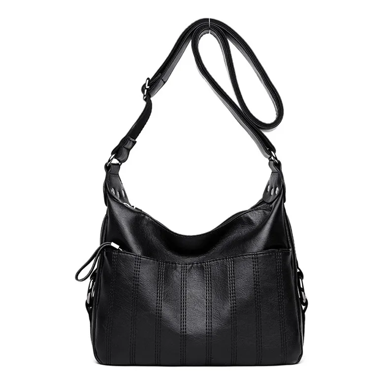 Хит, женские кожаные сумки, сумки с верхней ручкой для женщин,, известные бренды, Женская Повседневная сумка через плечо, сумка-тоут для девочек - Цвет: BLACK